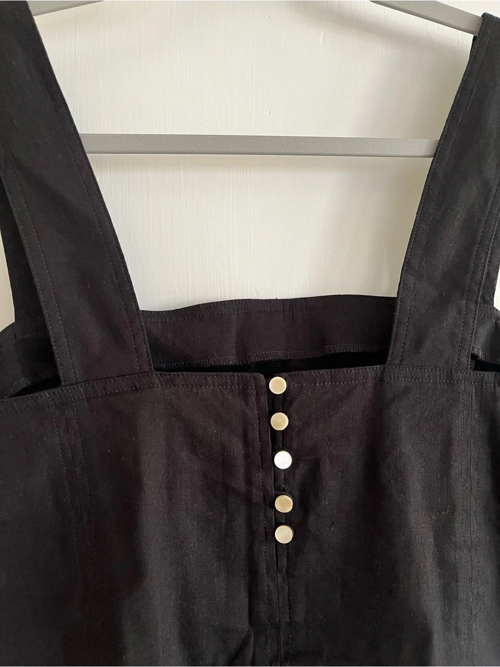Vince Black Linen Square-Neck Crop Tank